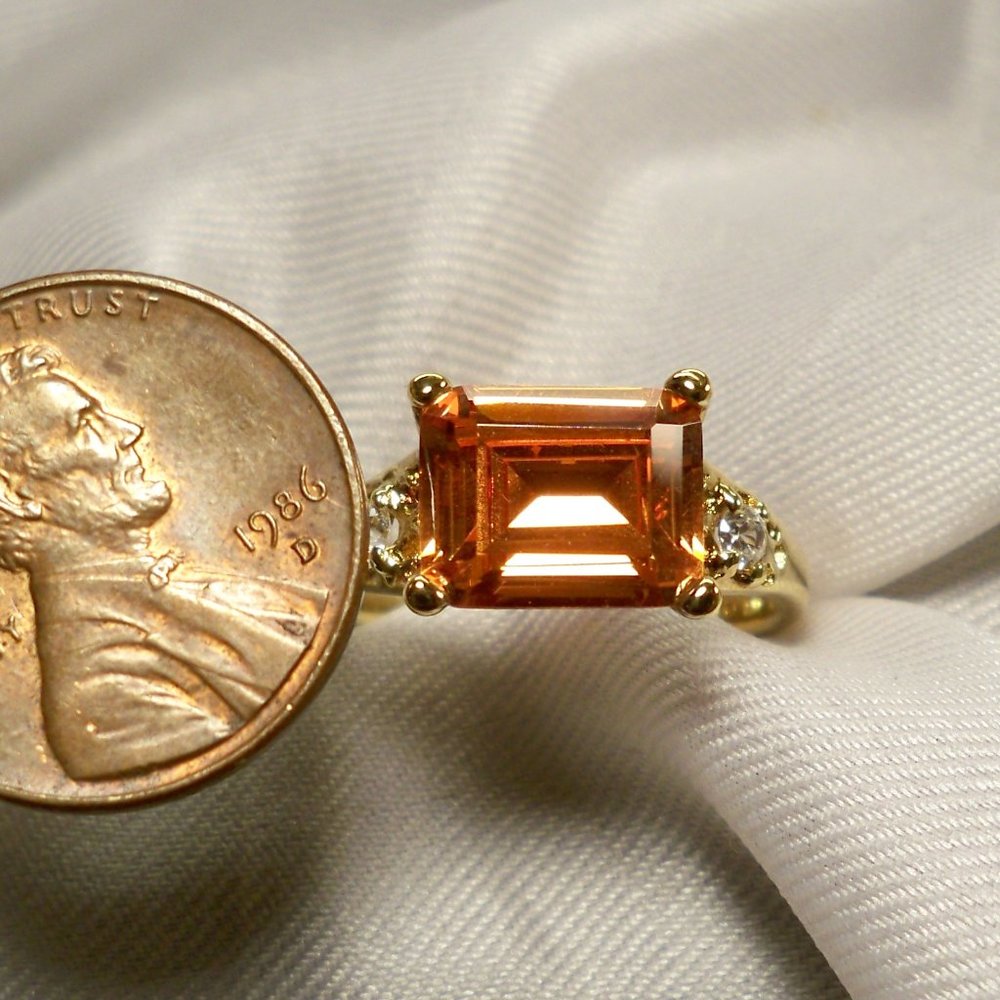 New Technibond Emerald Cut Amber Cubic Zirconia G… - image 6